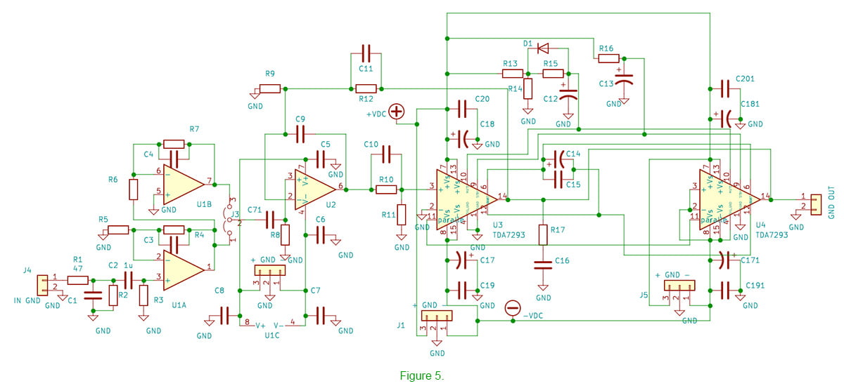 Audiophile TDA7293 composite amplifier parallel circuit
