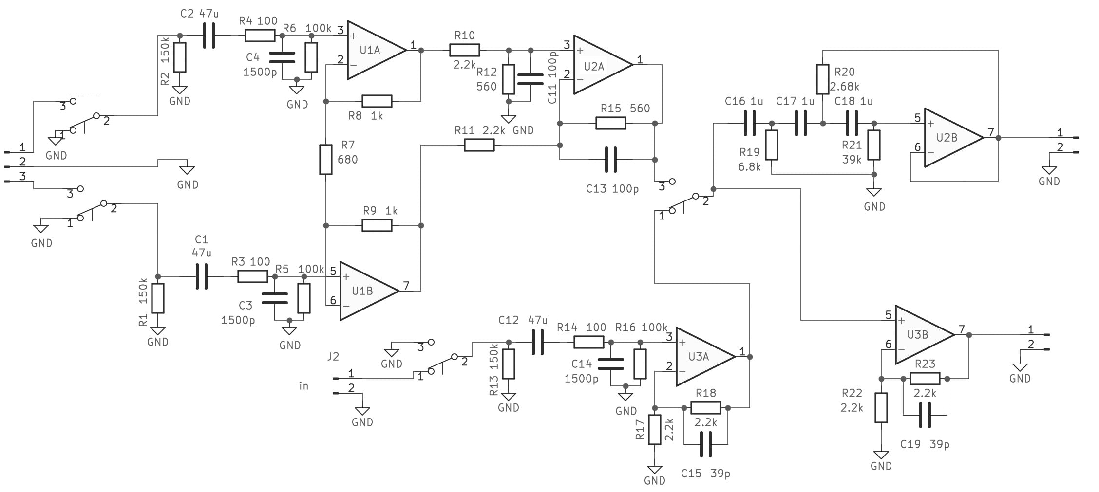 Ultra-low noise and distortion preamplifier with balanced and unbalanced inputs